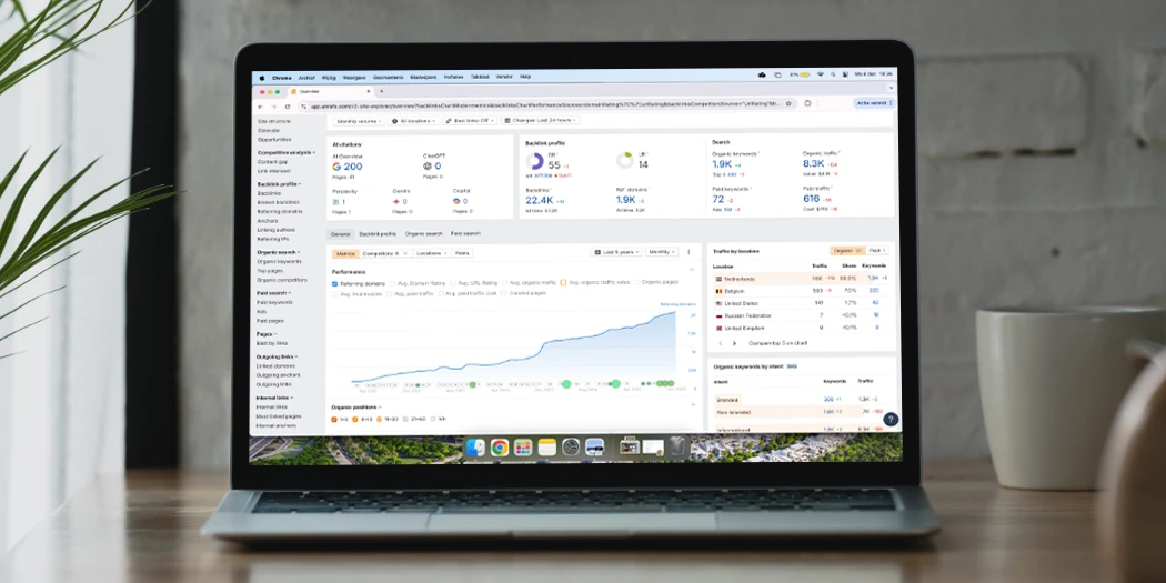 Linkbuilding-backlinkoverzicht in Ahrefs.