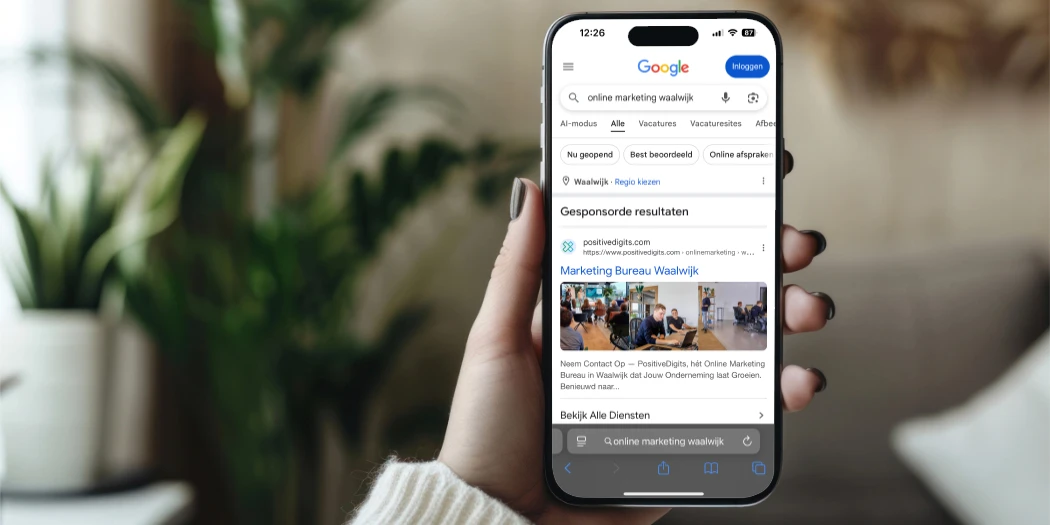 Zoekmachine-advertentie voorbeeld PositiveDigits.